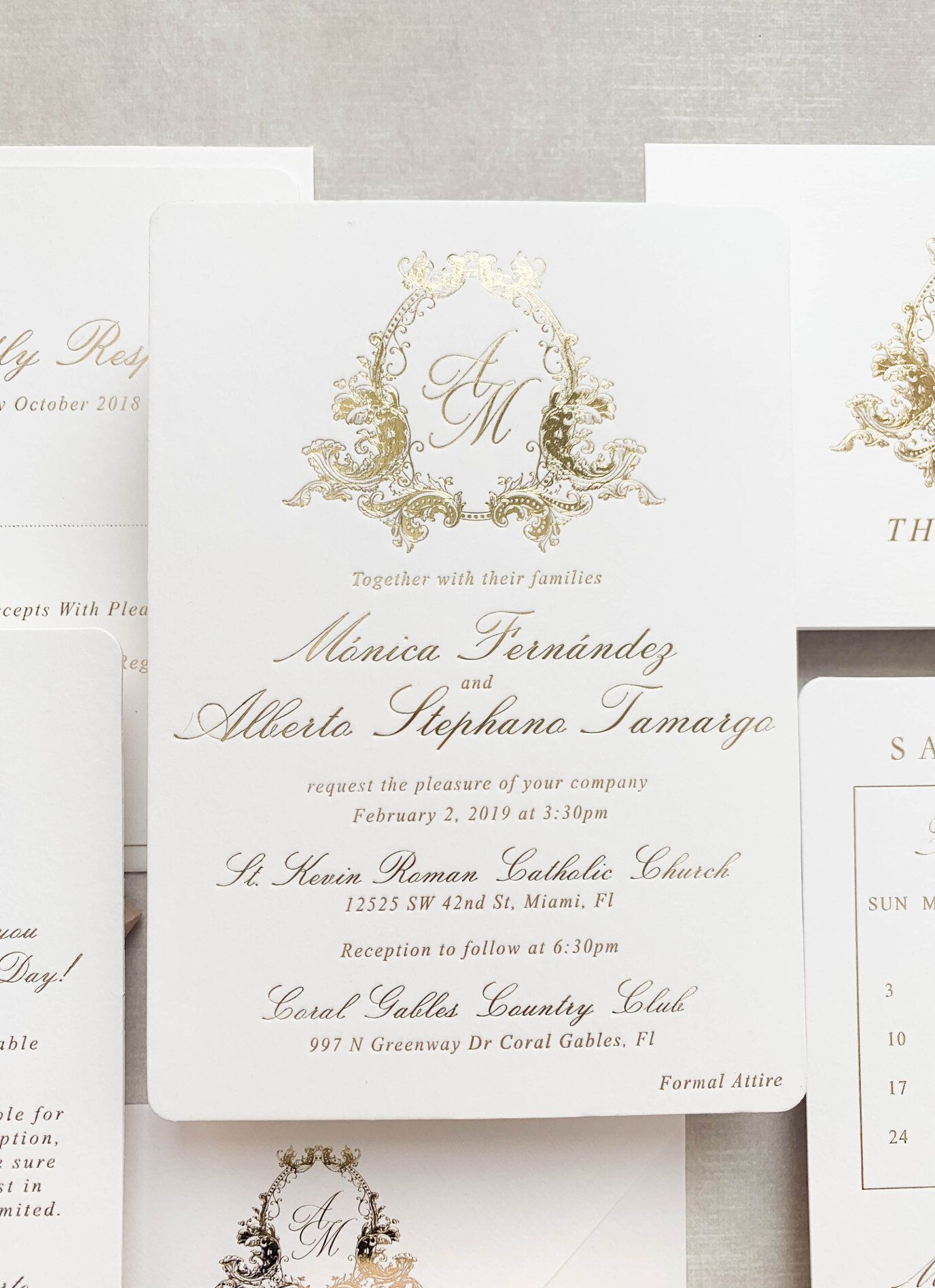 Wedding invitations in gold foil — LETTERING BY GRG
