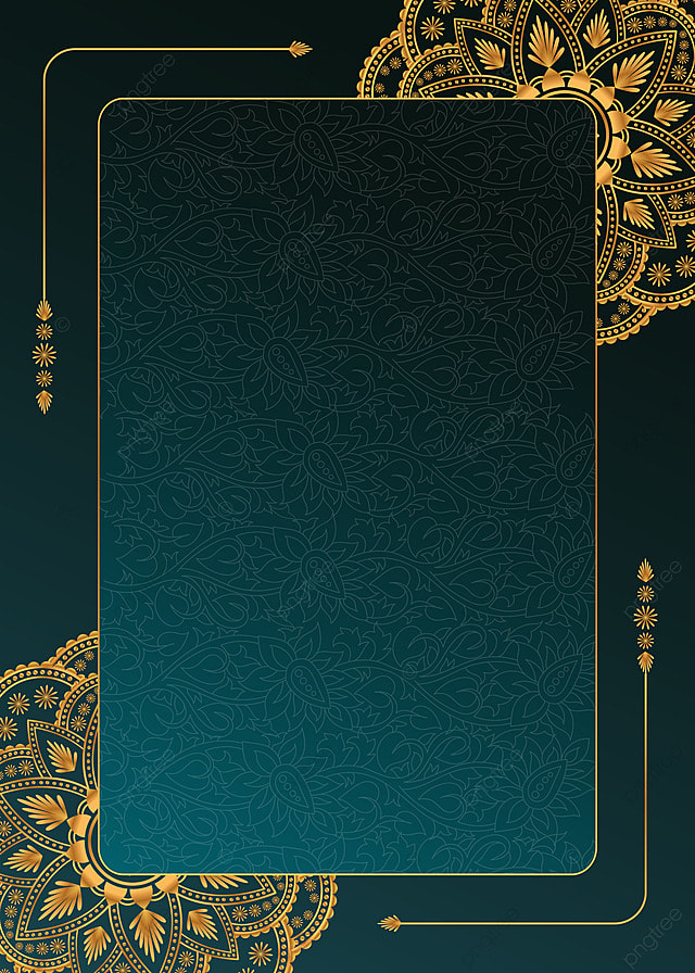 Golden Green Mandala Art Background With Border Invitation Card Wedding Islamic Arabic Floral Pattern Diwali