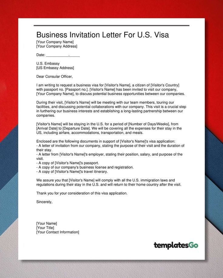 Business Invitation Letter For US Visa Application – Standard Letter Template